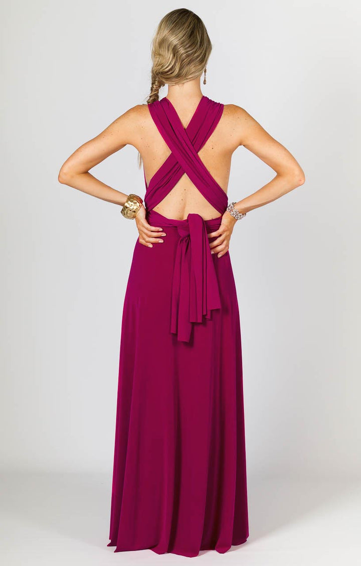 Multi Way Wrap Maxi Dress - Fuchsia