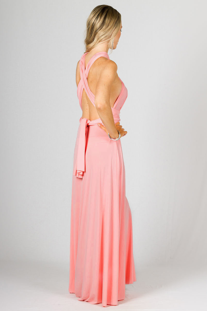 Multi Way Wrap Maxi Dress - Pale Pink