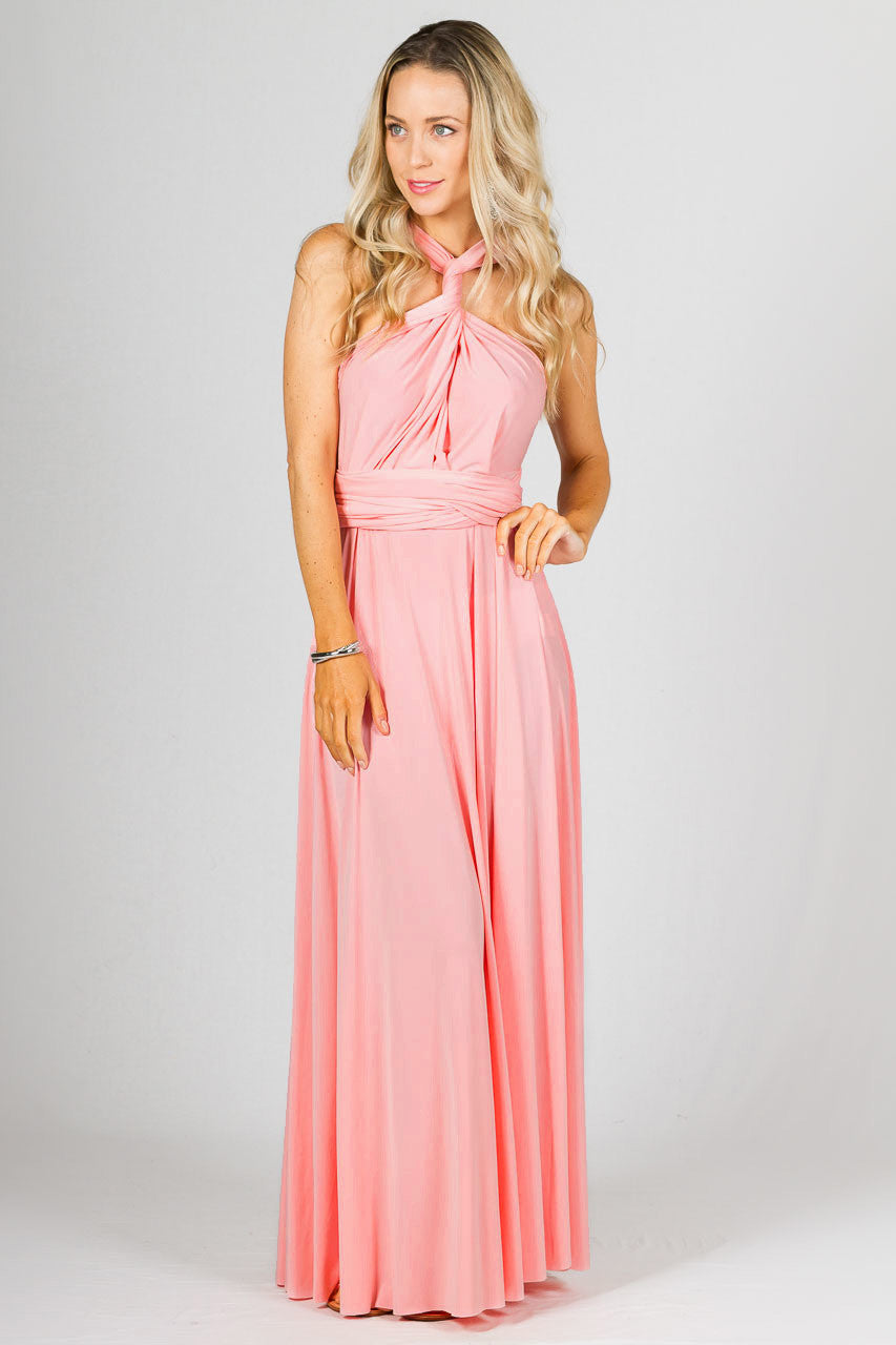 Multi Way Wrap Maxi Dress - Pale Pink