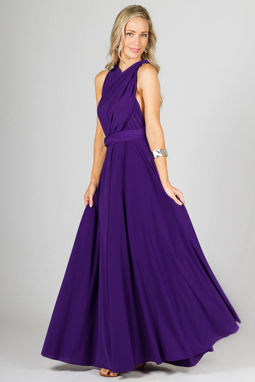 Multi Way Wrap Maxi Dress - Purple